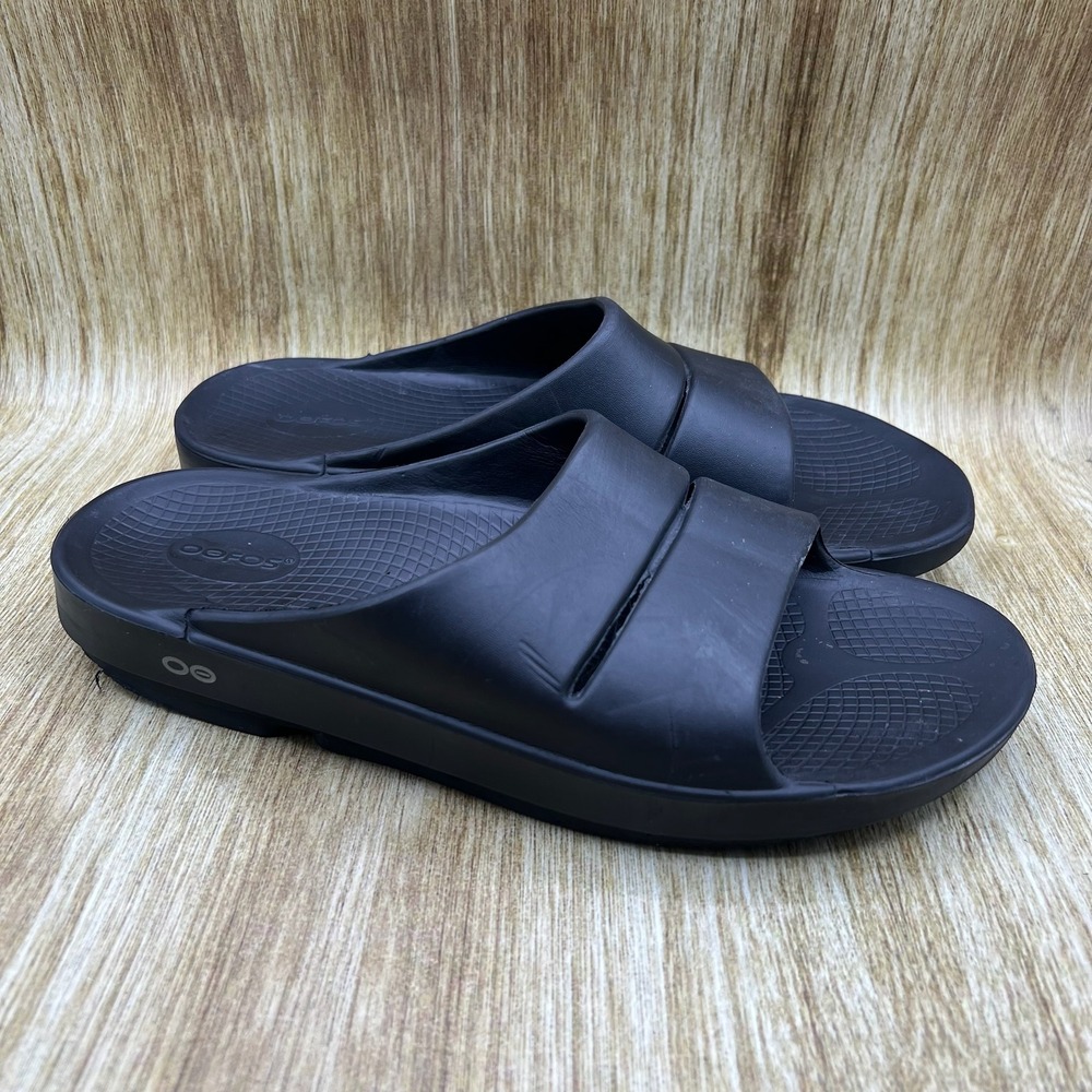 OOFOS Ooahh Slide Sandal Men's Size 12 EU 45 Black Comfort‎ Recovery Shoes